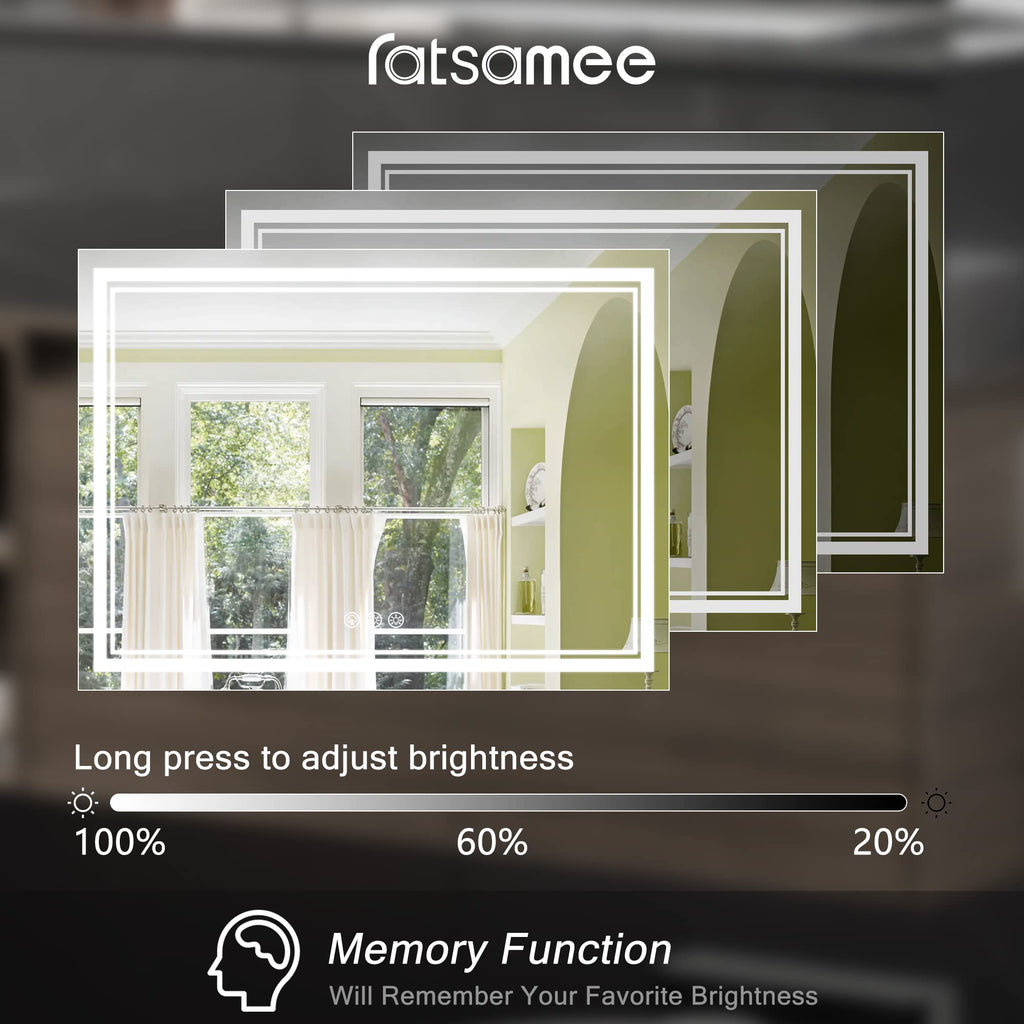 60x36 LED Bathroom Mirror with Lights, Backlit+Front Lit, Anti-Fog