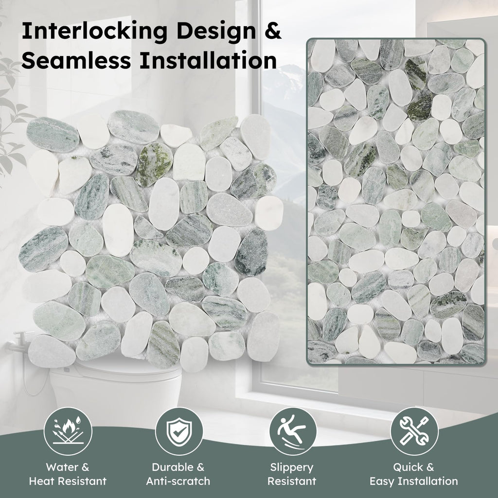Stone for Shower Floor, Emerald Green Oval, 4 Sheets