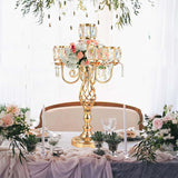 23.2 inch Tall Elegant and Chic 5 Arm Pendant Crystal Candlestick Holder Table Decoration tealight Candle Holder