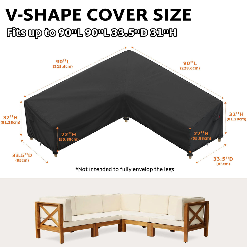 Outdoor Sectional Cover fit 90 x 90 inch L-Shaped Couch Sofa