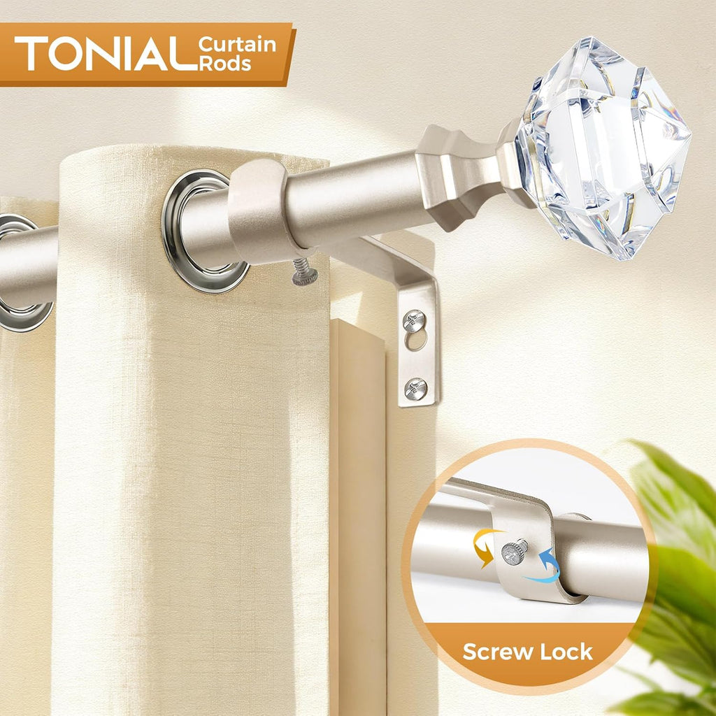 Curtain Rods for Windows 20 to 53 Inch(1.6 to 4.4 ft), Telescoping Splicing 3/4 Single Rods 32 to 58 Inch(2.6-4.8ft)