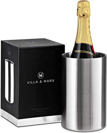 Premium Champagne Bucket - Keeps 750ml Bottles Cold for Hours - Insulated White Wine Bottle Cooler Without Ice