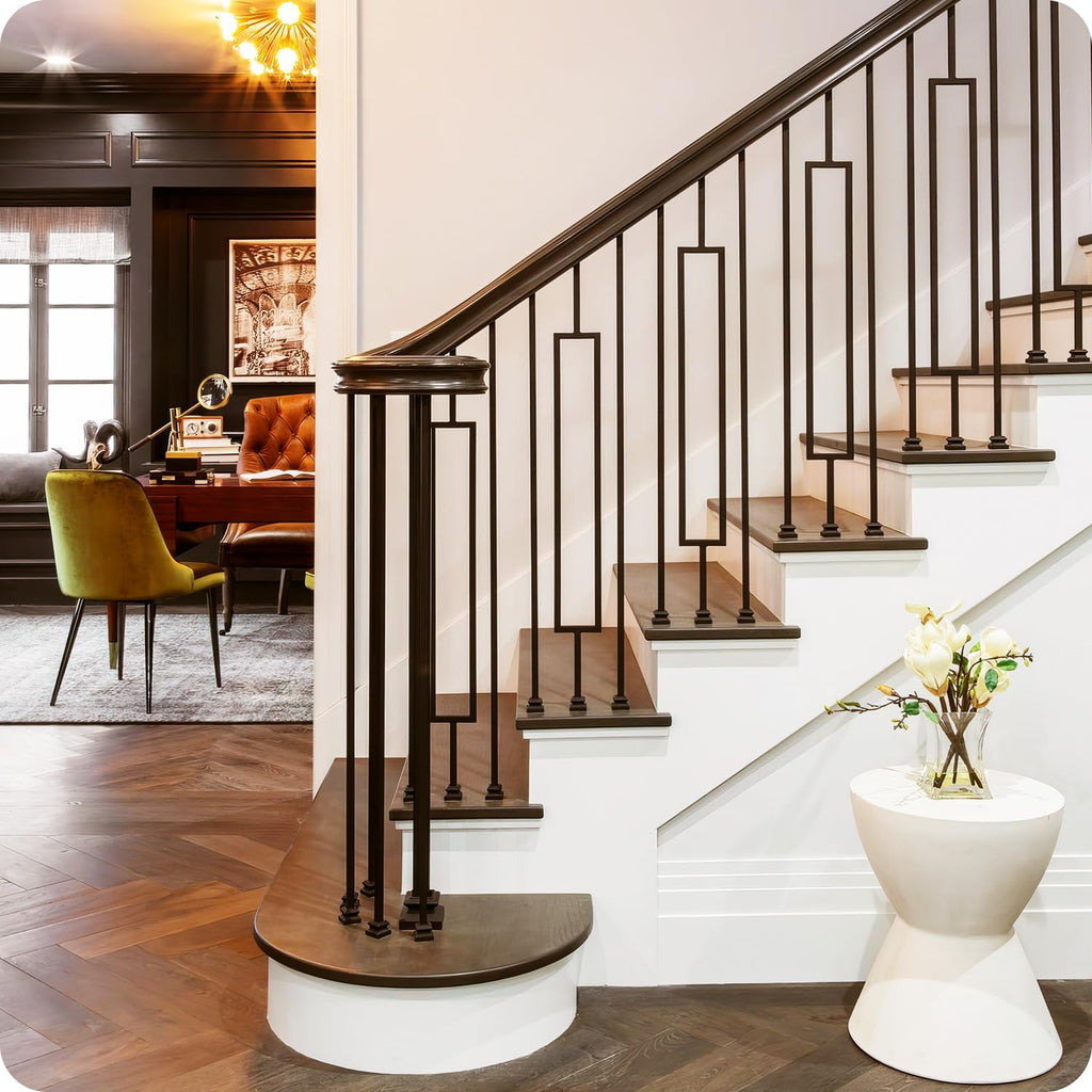 30Pack Wrought Iron Balusters 44 Inches Deck Balusters Combine 1/2" Square Plain Bar Balusters, 10 Single Rectangle
