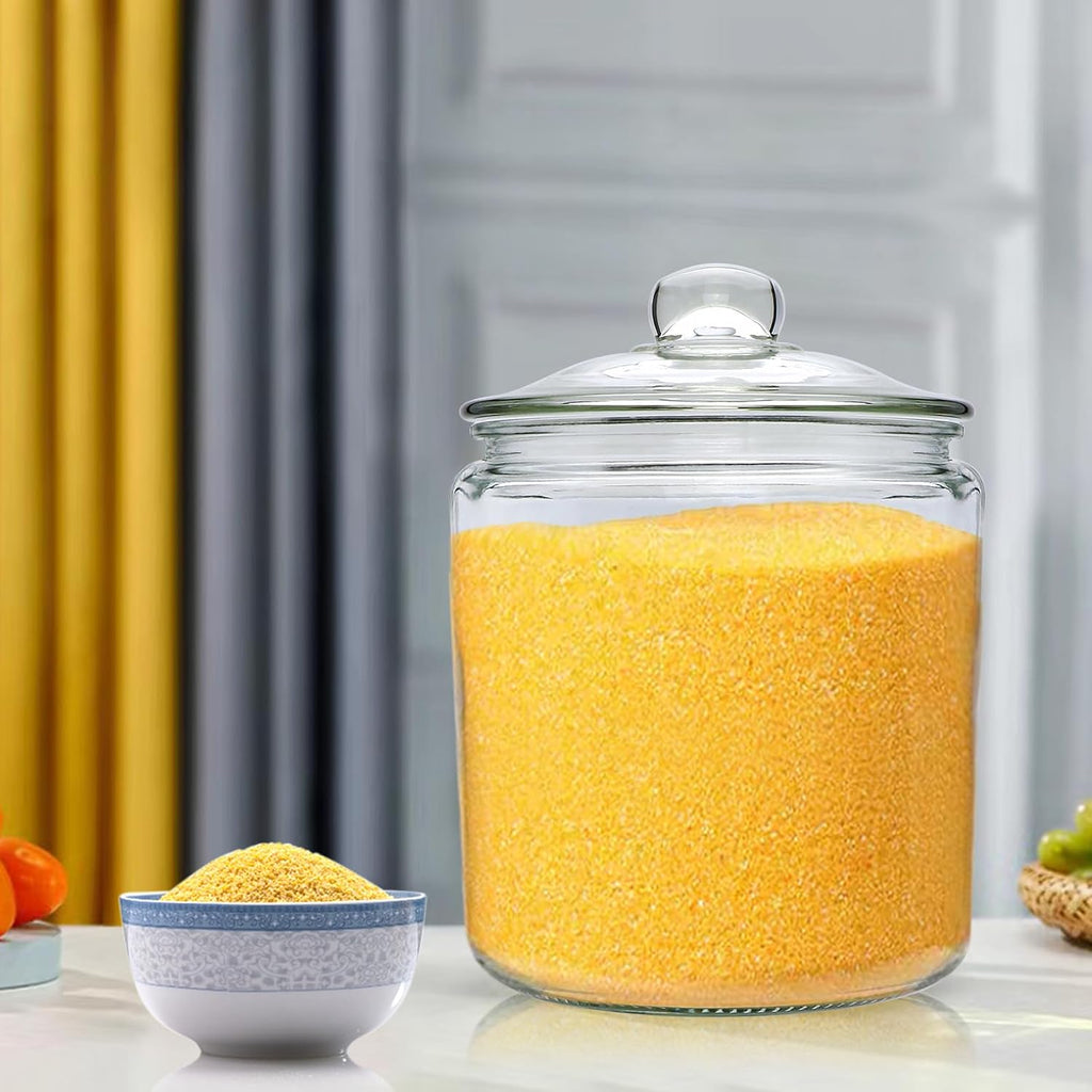 1 Gallon Glass Canister, Cookie Jar & Candy Jar with Airtight Lid, Large Food Storage Container for Buffet, Coffee &