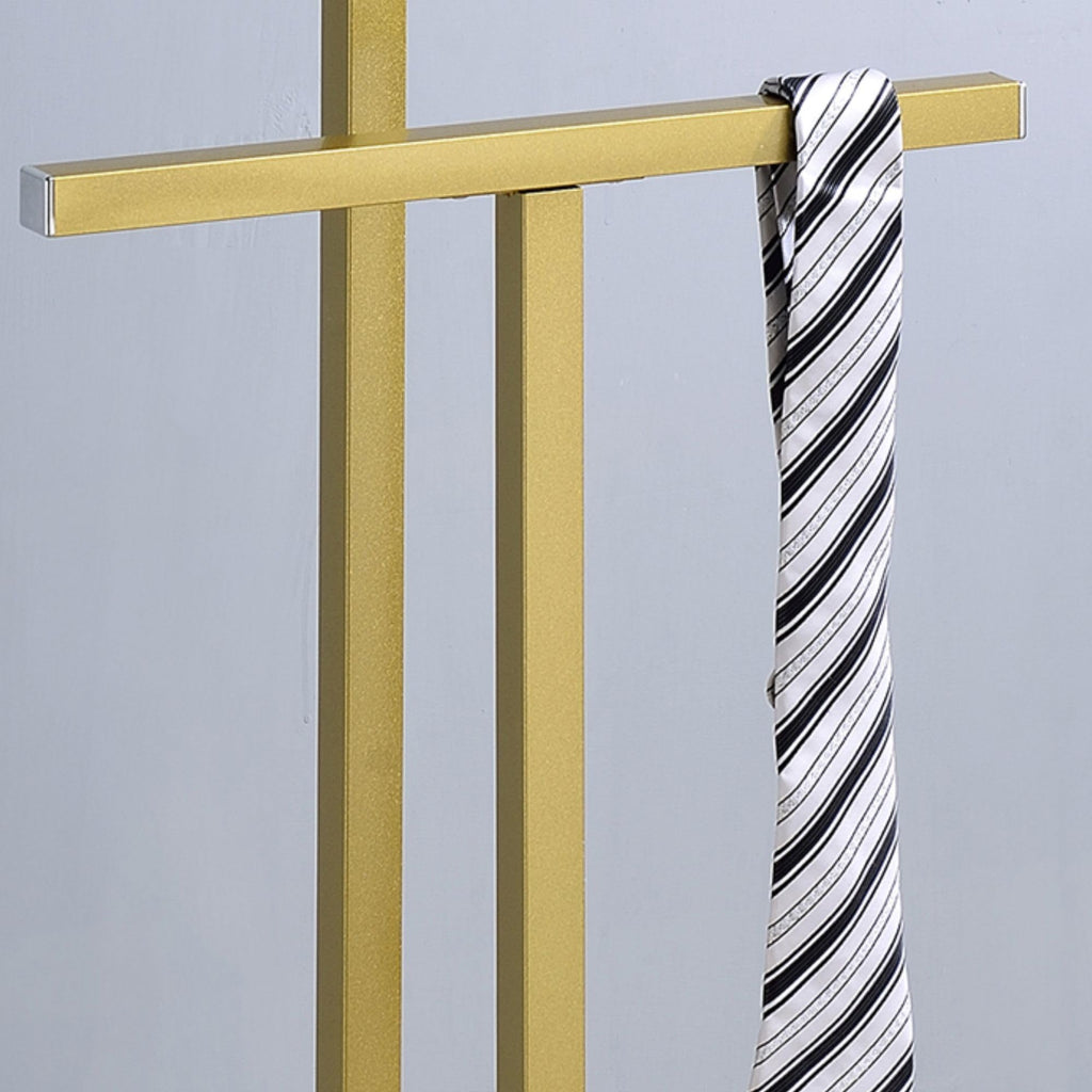 Vaccaro Metal Suit Valet Stand - Freestanding Clothes Organizer with Jacket Hanger, Pants Bar, Tie Holder & Storage