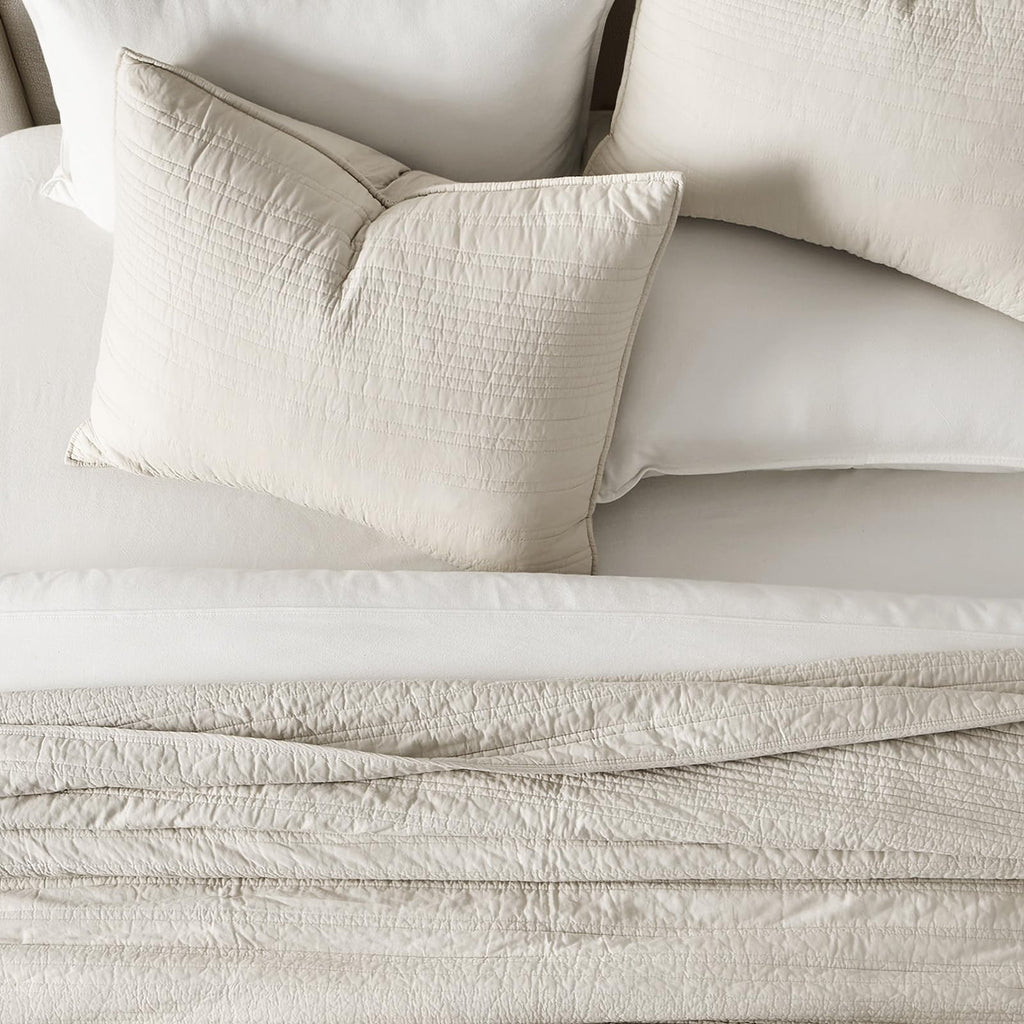 100% Cotton Modern Lines Quilt Set, Birch