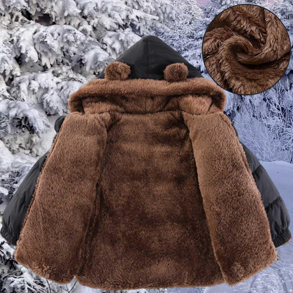 Toddler Winter Puffer Coats Hooded Bear Ears Fleece Jackets 1