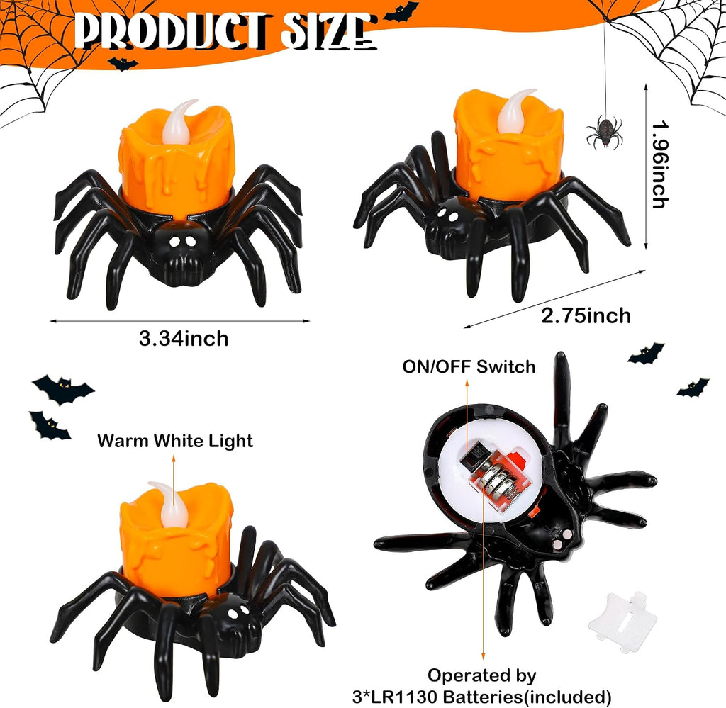 Halloween Tea Lights Candles, Battery Operated Flameless LED Candles - Set of 6