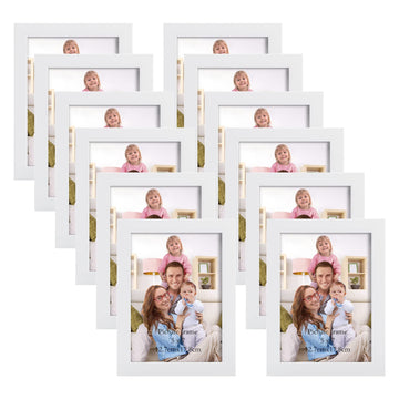 White 5x7 Picture Frame Pack of 12, Multi White Woodgrain 5 by 7 Photo Frames Bulk for Wall or Tabletop Display
