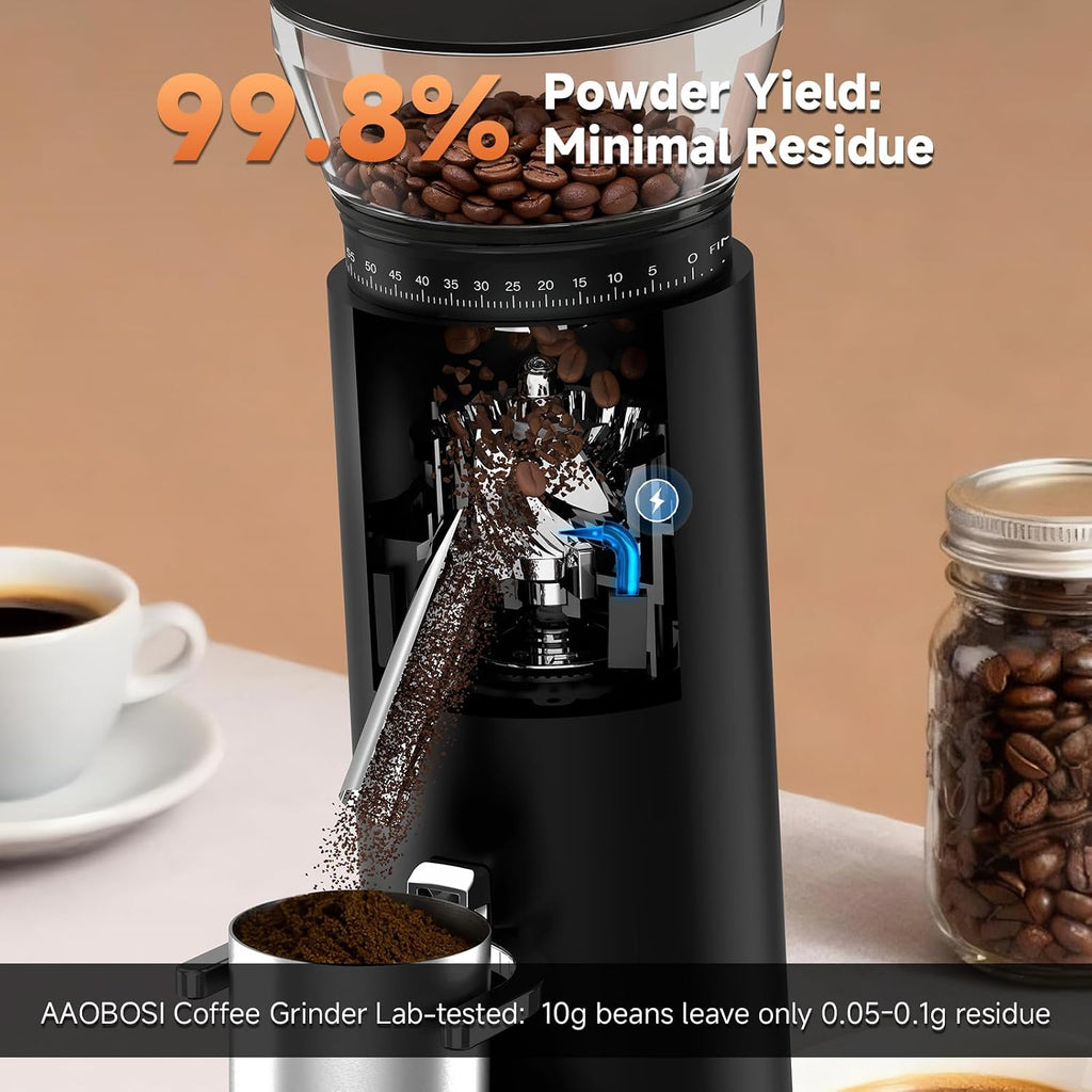 Cordless Burr Coffee Grinder, Rechargeable with 60 Grind Settings & Anti-Static, Digital Timer Touchscreen, Portable