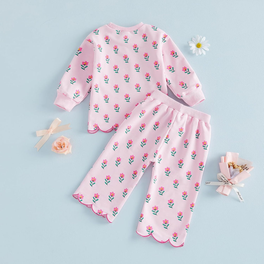 Toddler Baby Girl Clothes Floral Sweatshirt Pants Sets