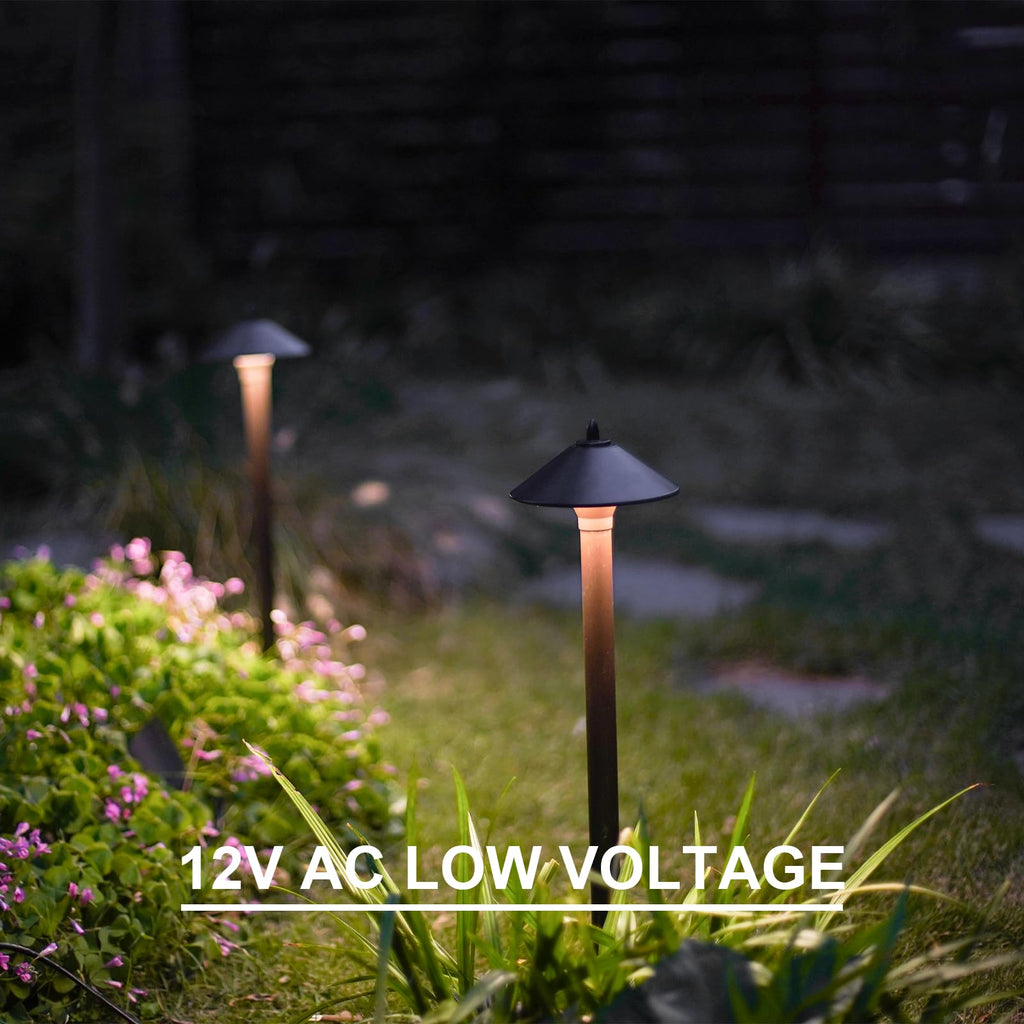Landscape Lighting Outdoor Low Voltage Landscape Lighting Kits 8PK Pathway Lights Wired 1.2W 40 Lumen 2700K Metal 12V