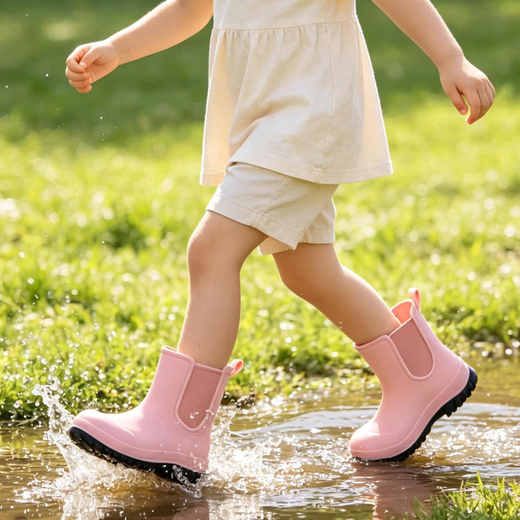 Kids Rain Boots for Girls Boys, Waterproof Chelsea Rubber Boots