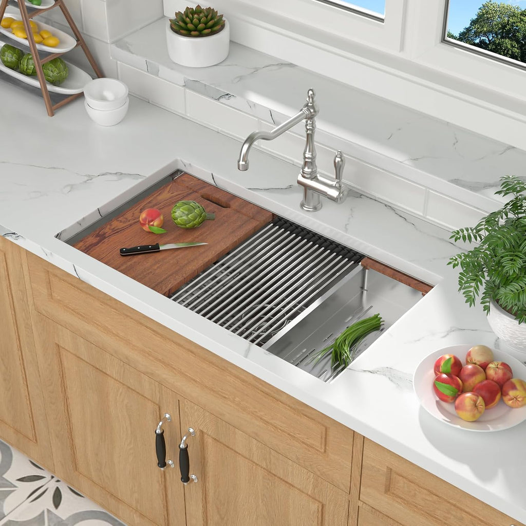 30 Inch Undermount Kitchen Sink - 30x19 Inch Stainless Steel Workstation Sink 16 Gauge Handmade Single Bowl 10" Deep