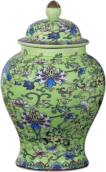 Blue and White Ginger Jar with Lid,Chinoiserie Porcelain Ginger Jars Airtight,Antique Style Porcelain Gingers