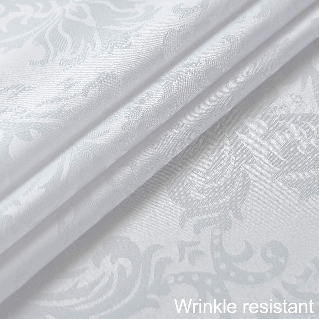 White Jacquard Damask Rectangle Tablecloth, 60 x 84 Inch