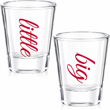 2 Pcs Big Little Shot Glasses Sorority Gift 2 oz Cups, Red