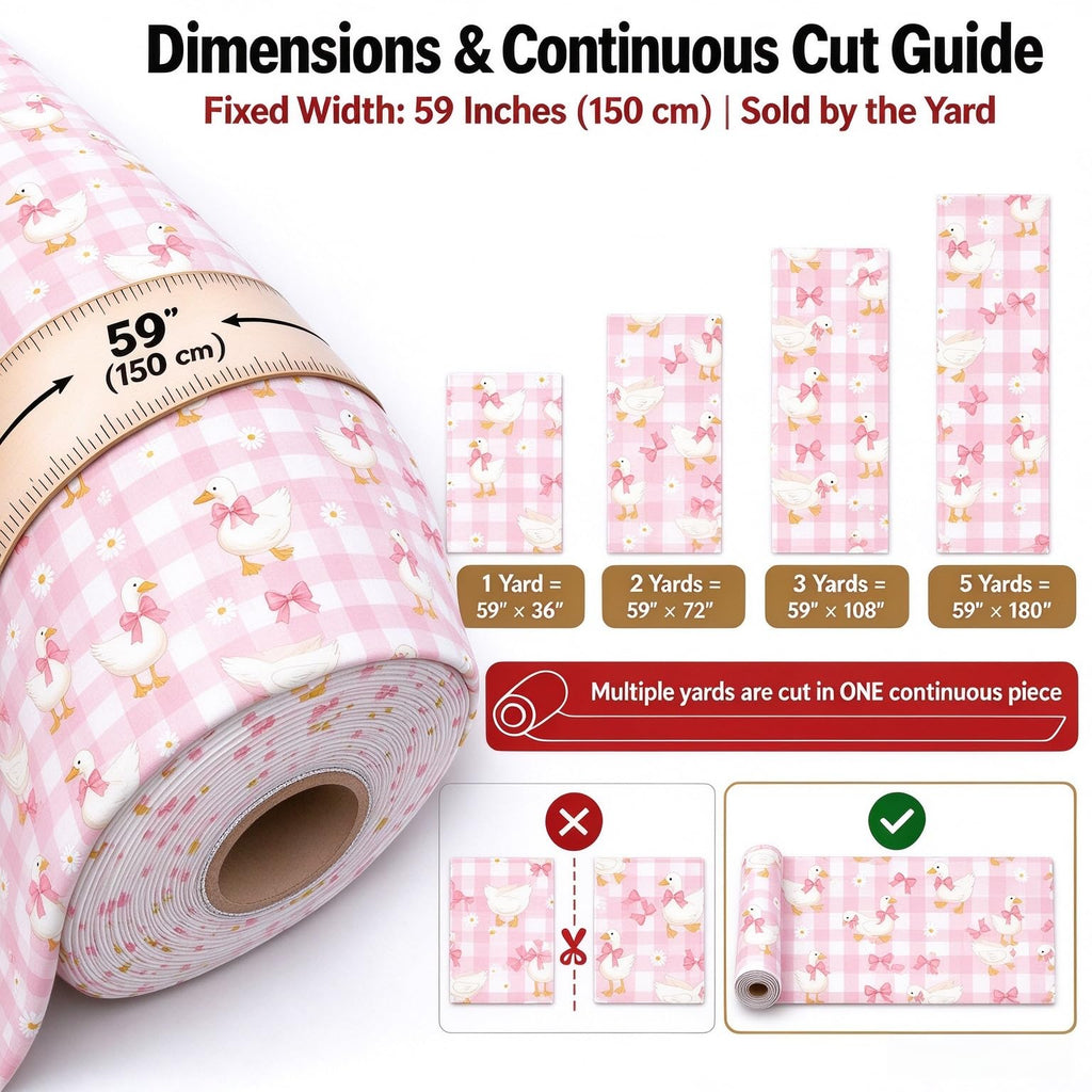 Lovely Goose Fabric by The Yard, Cartoon Butterfly Bowknot Floral Soft Polyester Fabric, Geometric Grid No Stretch
