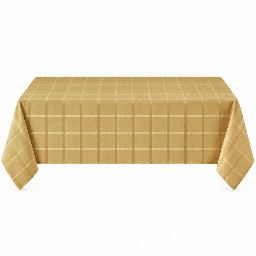 Holiday Elegance Plaid 60 x 120 Inch Rectangle Tablecloth, Gold