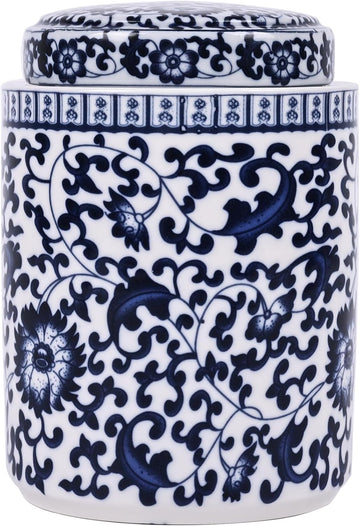 Chinese Traditional Antique Style Blue and White Porcelain Ginger Jar Ceramic Covered Jar Flower Vase with Lid, Ming - Set of 3