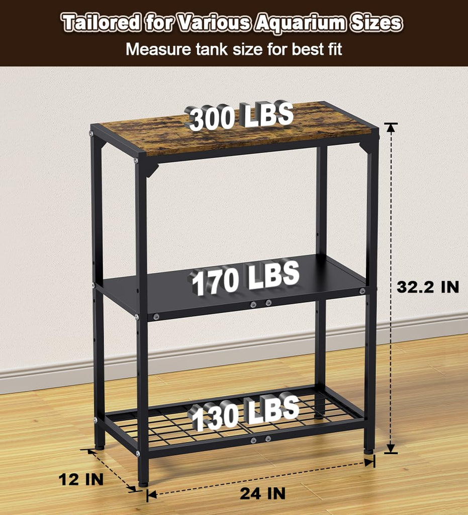 20 Gallon Aquarium Stand with 3-Tier Adjustable Storage Shelf