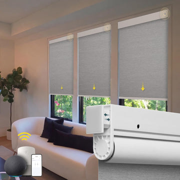 Motorized Blinds No Drill Automatic Blinds for Windows Cordless Roller Shades Electric Blinds with Remote Control