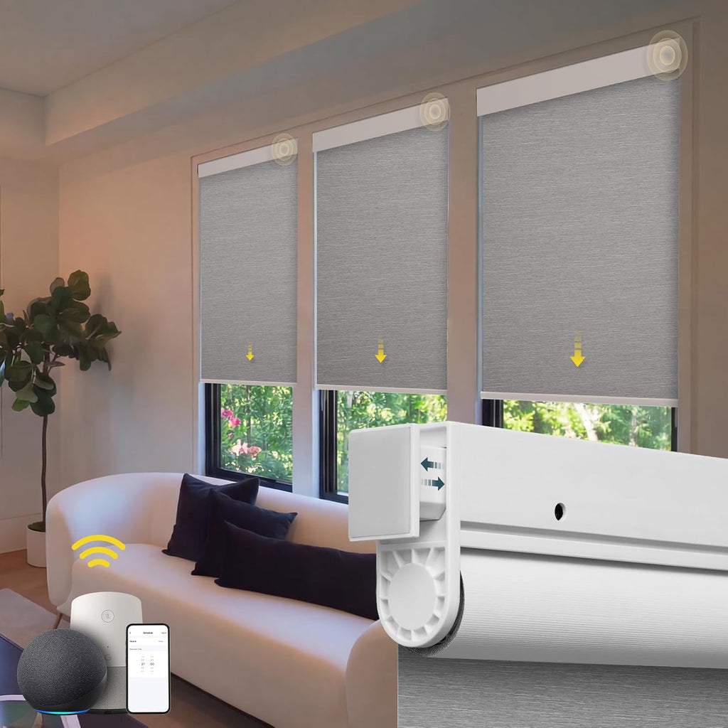 Motorized Blinds No Drill Automatic Blinds for Windows Cordl - Grey