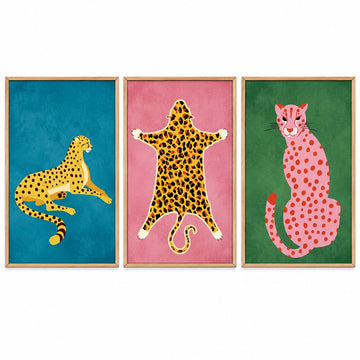 Animal Wall Art Set of 3, Large Framed Leopard Prints, 24 * 36 in