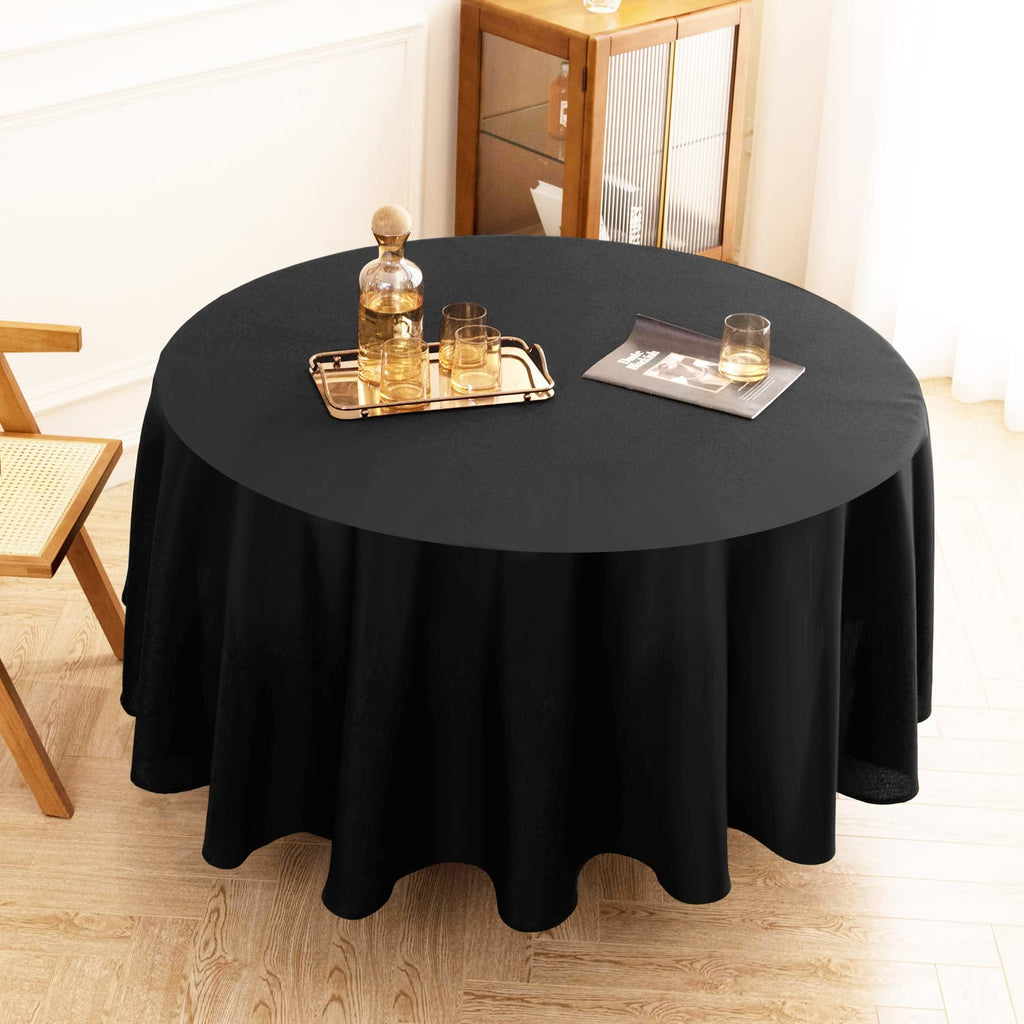 1 Pack Black Round Tablecloths 120 Inch for Dining Tables