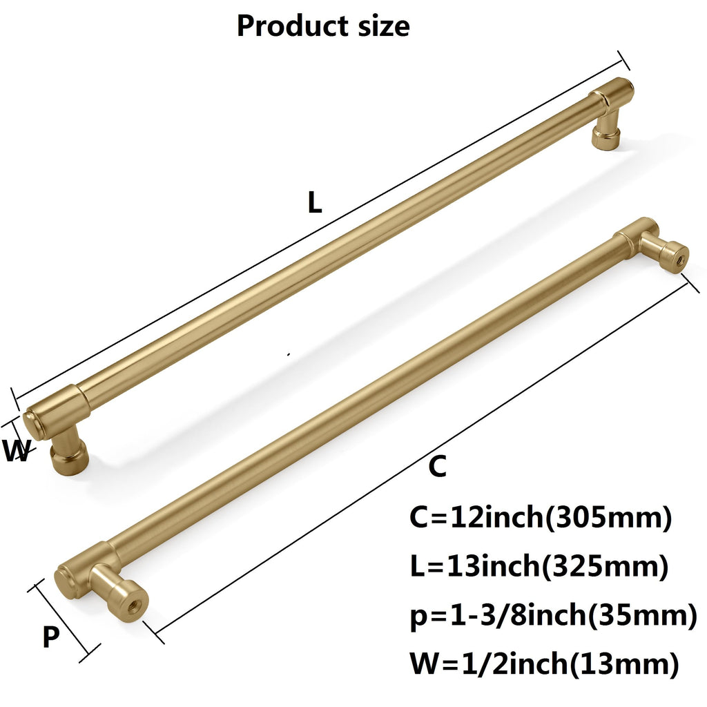 2 Pack 12 Inch(305mm) Champagne Bronze Cabinet Pulls Brushed Brass Kitchen Cabinet Handles Extra Long Gold Cabinet