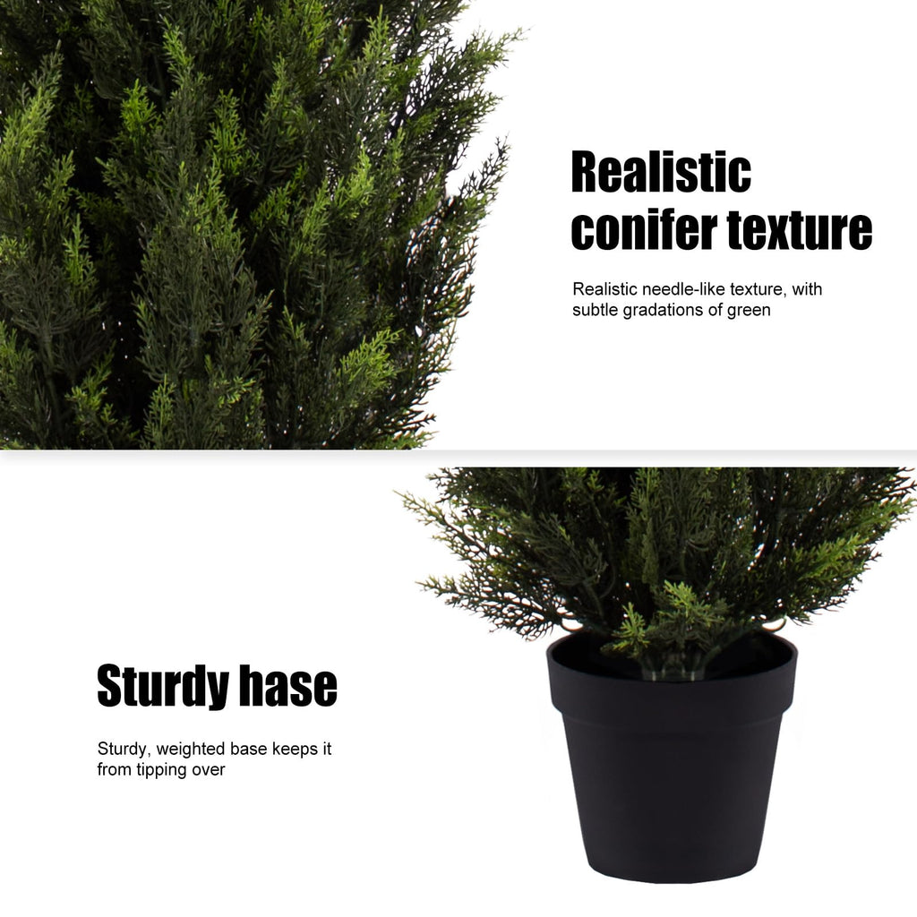 Artificial Cedar Topiary Trees, 5 FT UV Resistant Faux Boxwood Plants, Front Porch Decorations Outdoor, Realistic