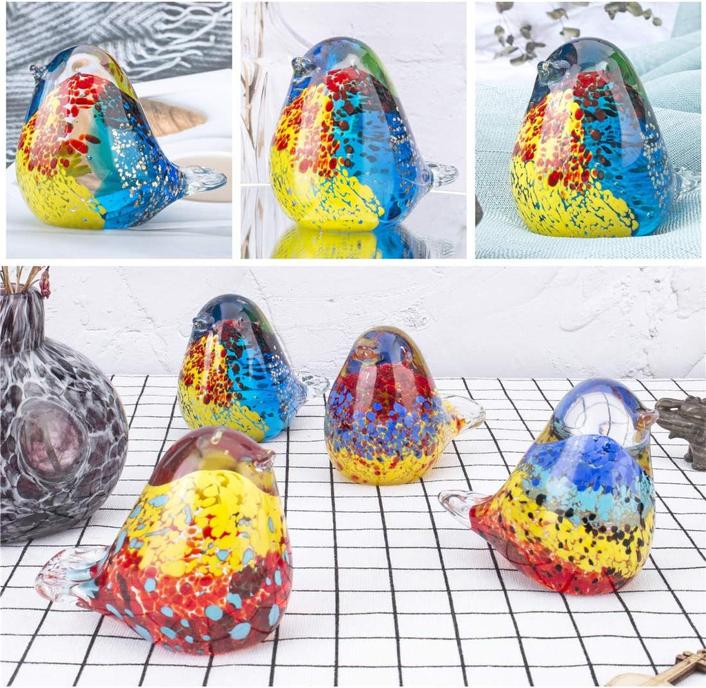 3.5" Blown Glass Bird Figurine Art Glass Bird Crystal Paperweight