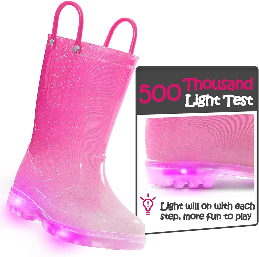 Toddler Light Up Rain Boots for Girls Boys Waterproof Rain Boots
