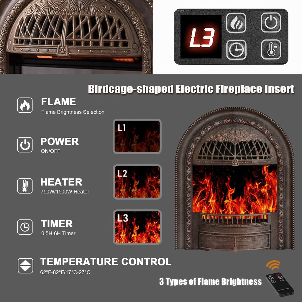 80" Birdcage Electric Fireplace TV Stand with Mantel