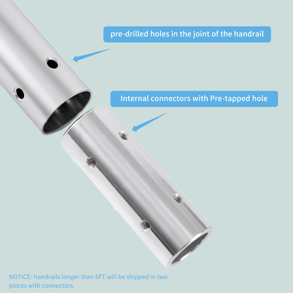 10FT Modern Aluminum Handrail Set, handrails for Indoor Stairs, Deck, Slope, Wall Mounted Staircase handrails, Zink