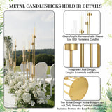 4Sets Floor Candelabra Tall 7 Arm Centerpieces, 48" Tall Metal Candlestick Holders with Acrylic Lampshade candelabros
