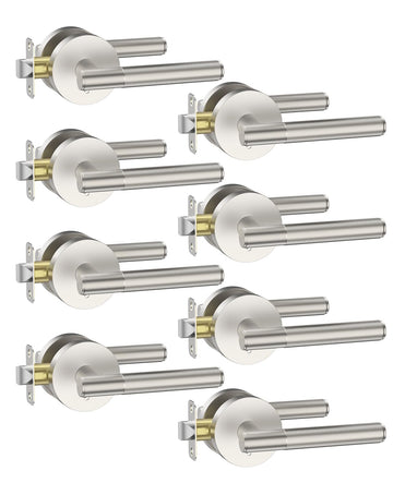 8 Pack Brushed Satin Nickel Privacy Door Handles