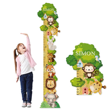 Personalized Name Wooden Growth Chart for Wall - Forest Animal Height Chart for Kids, Growth Measuring Board and Kids