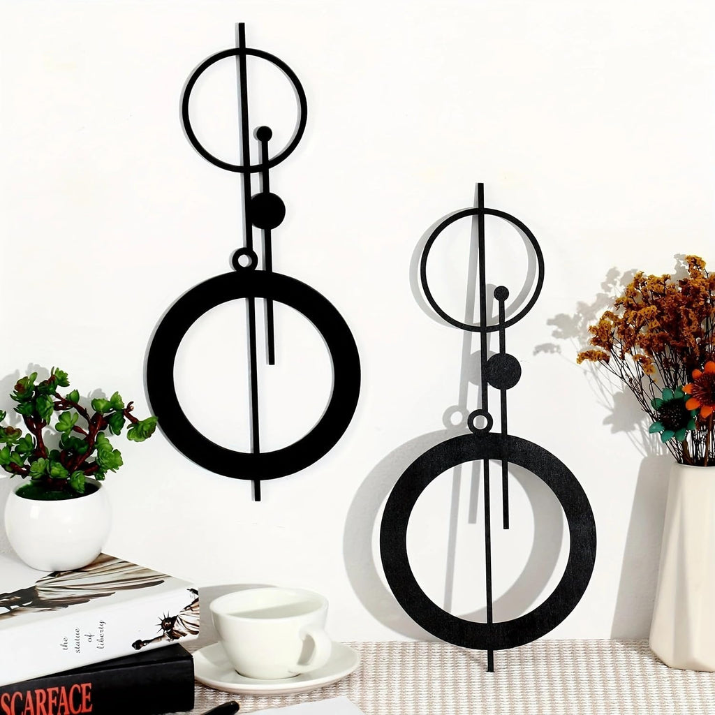 Metal Wall Decor Hanging Wall Art Minimalist Abstract Hollow Vertical Iron Wall Sculptures Geometric Wall Hanging