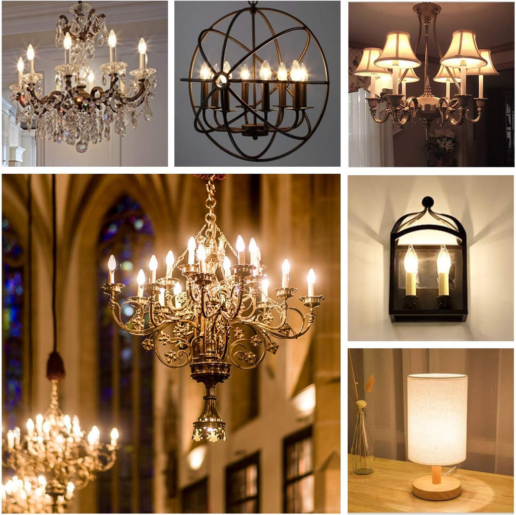 E12 Dimmable LED Bulb 6W Candelabra Bulbs 60 Watt E12 Light Bulbs 2700K