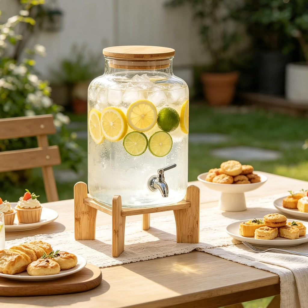 Natural Wooden Drink Dispenser Stand, Beverage Dispenser Stand and Water Jug Holder Glass Water Jugs Base