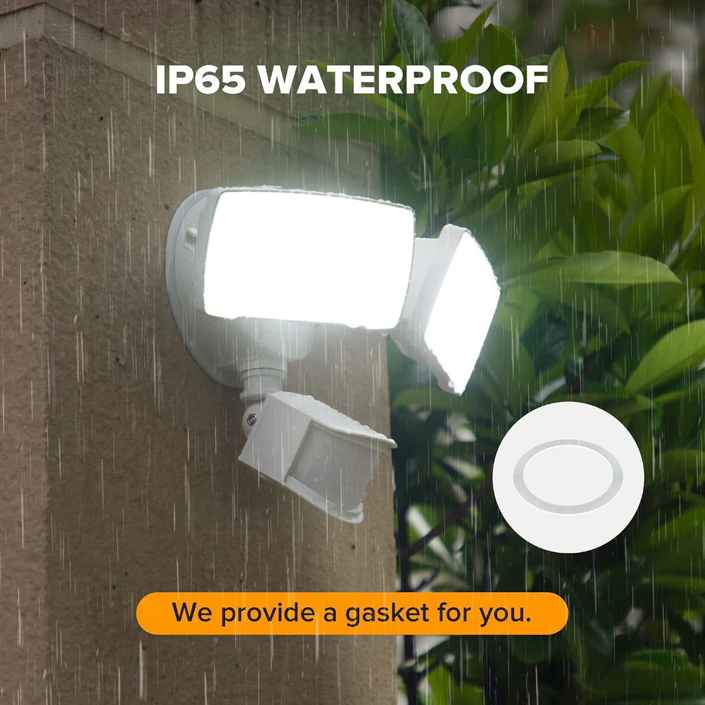 38W 3500 Lumen LED Motion Activated Integrated Dual-Head Floodlight Outdoor with Motion Sensor, 5000K Daylight, Dusk