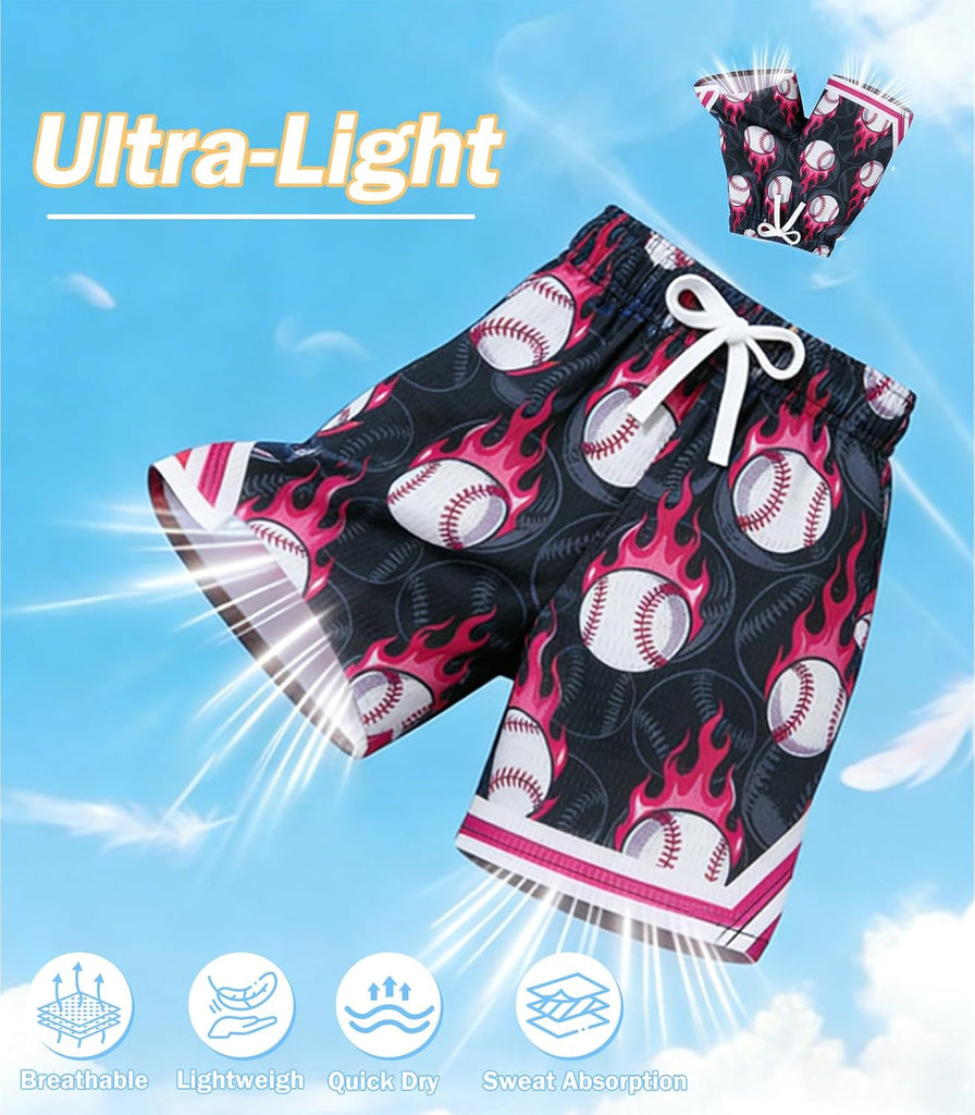 Boys Athletic Shorts Breathable Quick Dry Mesh Basketball Shorts