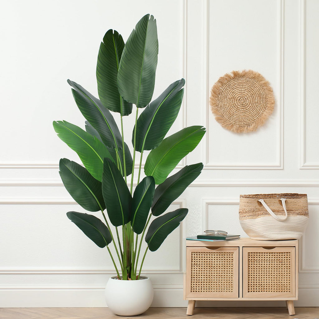 Artificial Bird of Paradise Plant 6 Ft Tall Fake Banana Leaf Plant for Indoors and Outdoors, Faux Palm Tree with