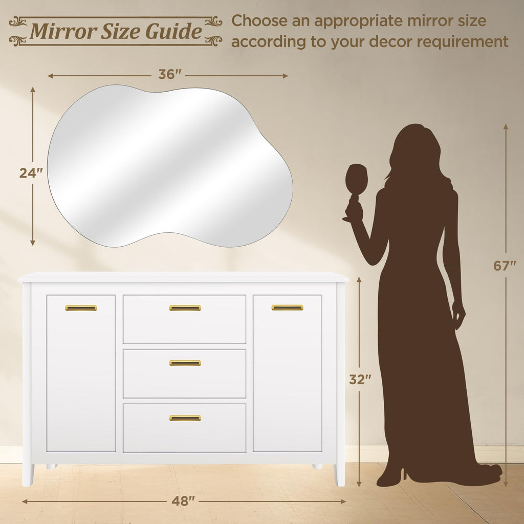 Bathroom Mirror for Over Sink-Frameless Home Decor Wall 24"x 36" Single