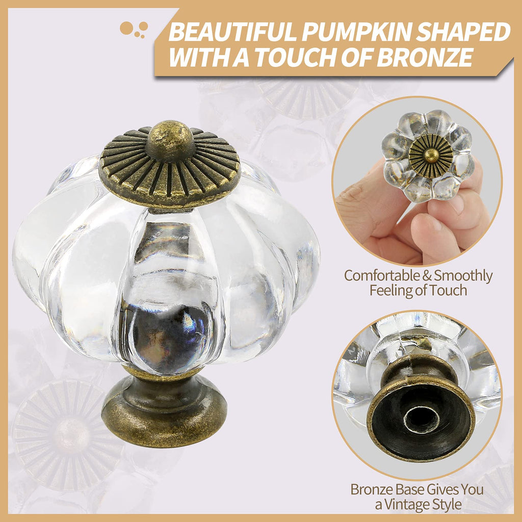 12pcs Pumpkin Knobs for Cabinets - Clear