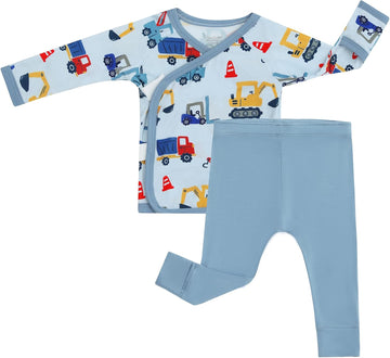 Baby Girls Clothes-Viscose Made from Bamboo, Long Sleeve Kimono Top and Pants Set Soft Infant Outfits