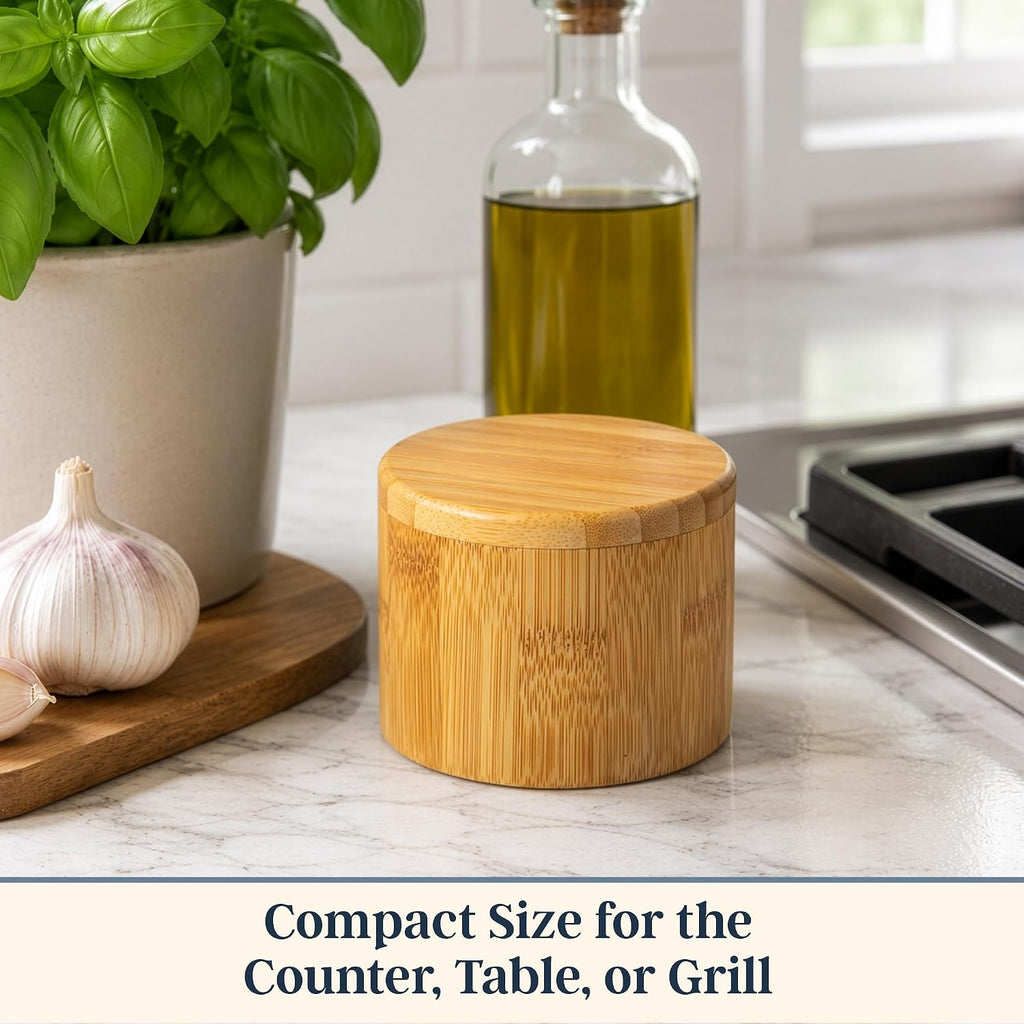 Salt Cellar with Swivel Lid, Salt Container for Countertop