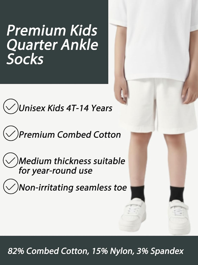 Kids Quarter Ankle Socks for Boys Girls 10 Pack Seamless Athletic Socks