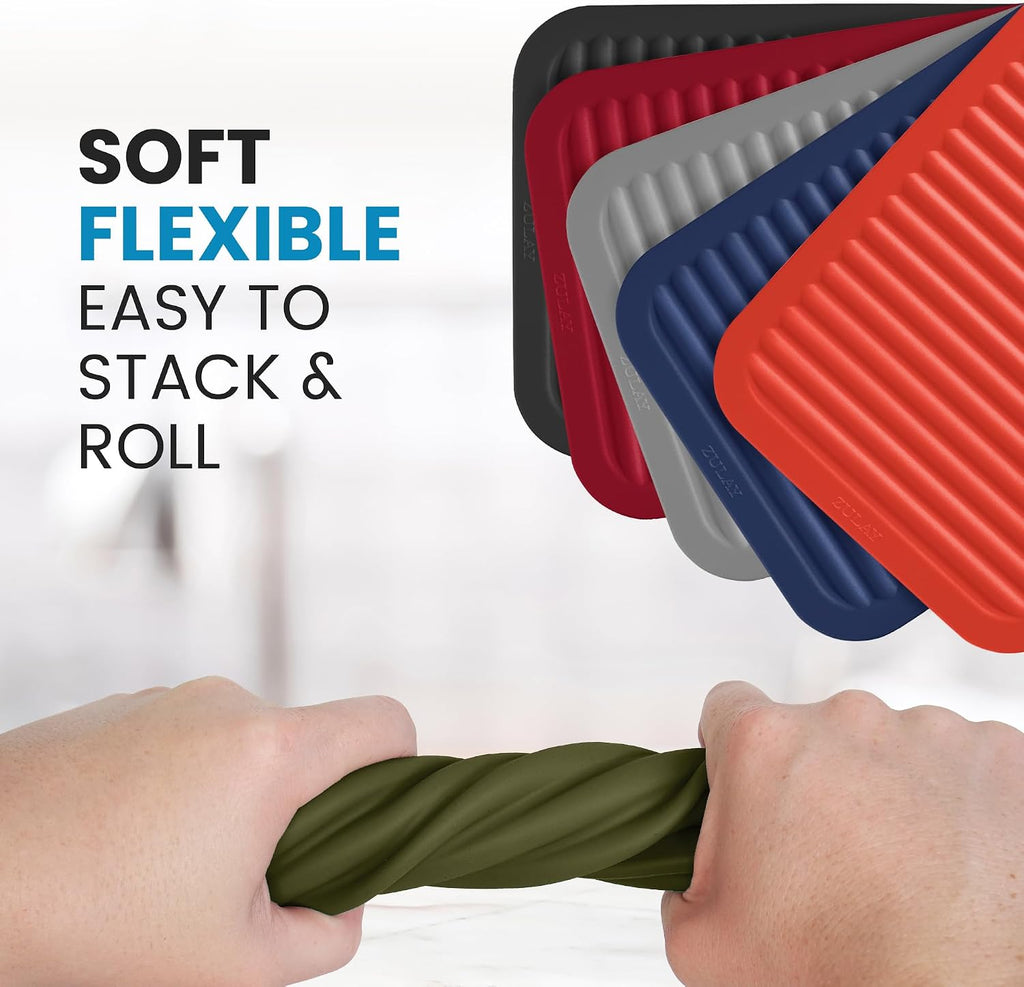 Zulay 2-Pack 9"x12" Silicone Trivets for Hot Pots & Pans - Heat-Resistant, Non-Slip Trivet Mats - Durable, Flexible - Set of 2